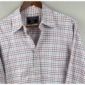 Charles Tyrwhitt Dress Shirt Men Large Casual Cross Stripe Gingham Oxford Pocket